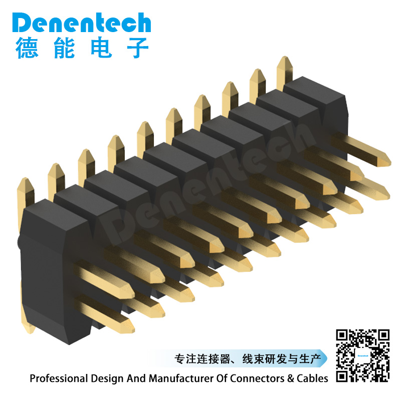 Denentech  1.0mm pin header dual row straight SMT with peg